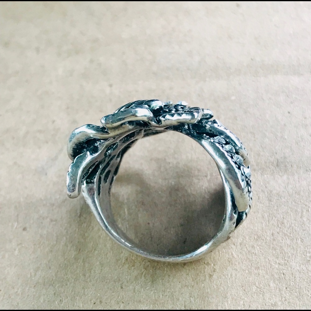 Boho Tribal Egypt Leaves Rustic Silver Ring - Picture 8 of 8
